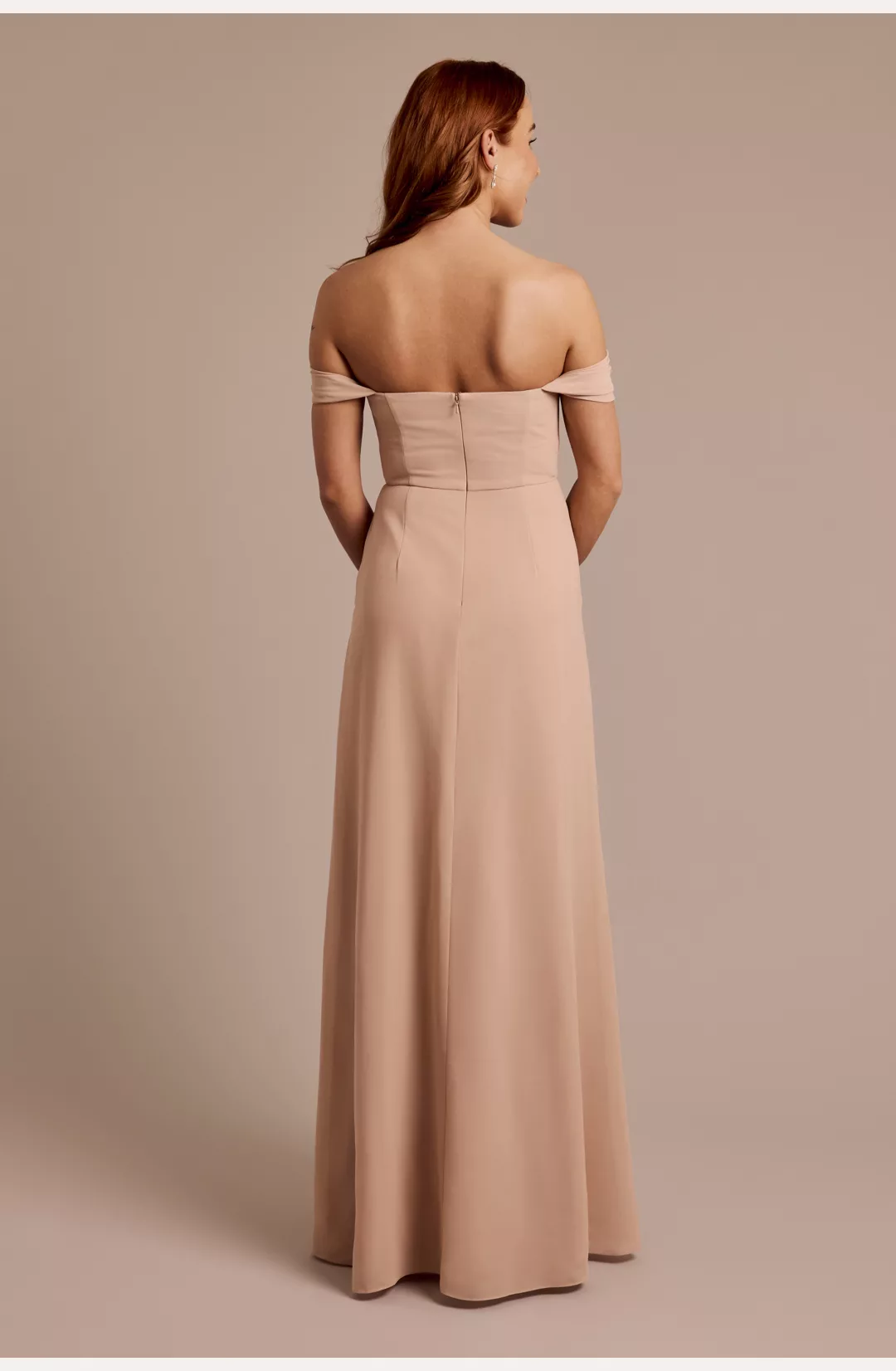 Chiffon Off-the-Shoulder Draped Dress STYLE# F20800