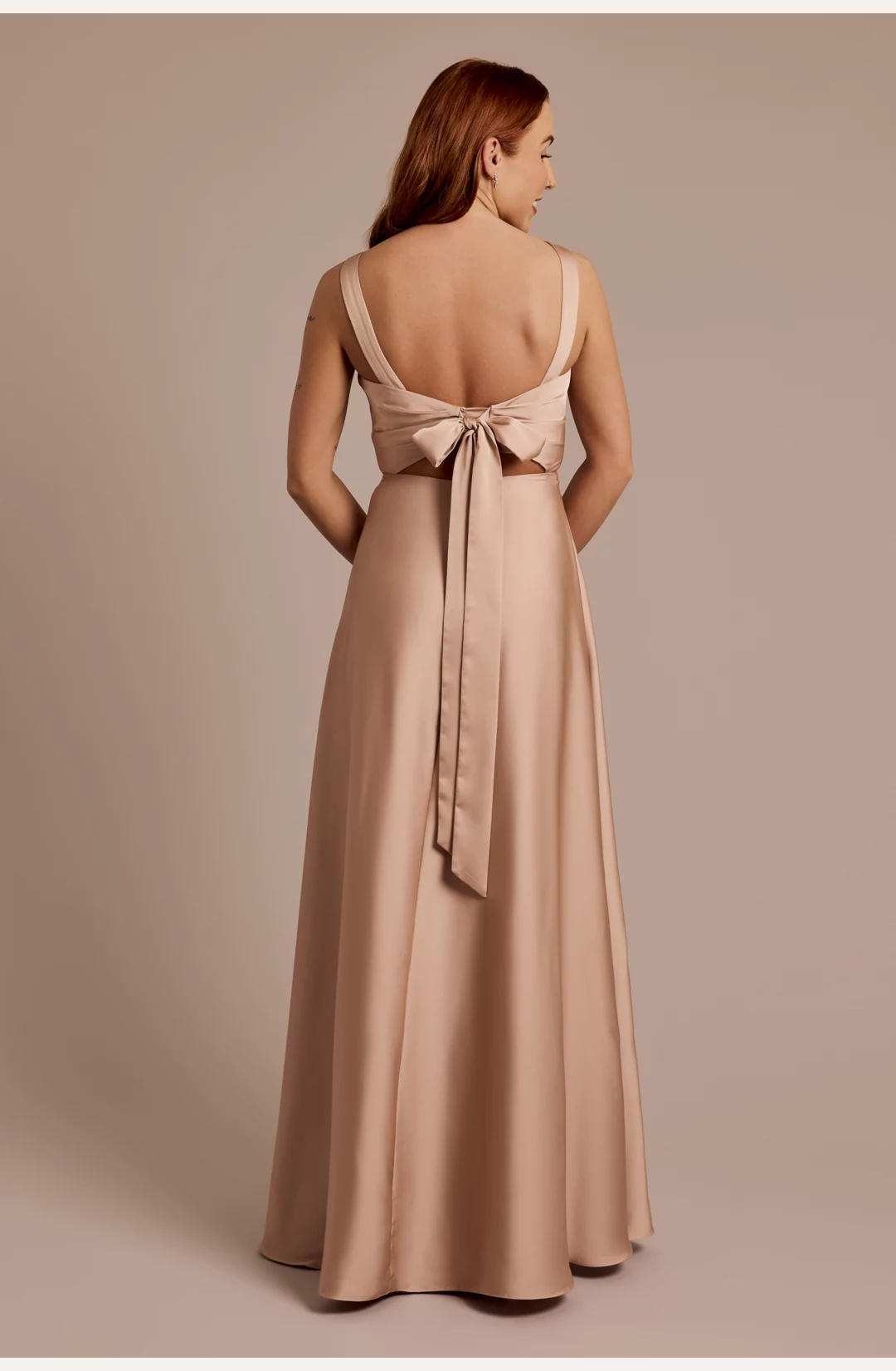 Matte Satin Cowl Neck Tie Back Dress STYLE# F20818