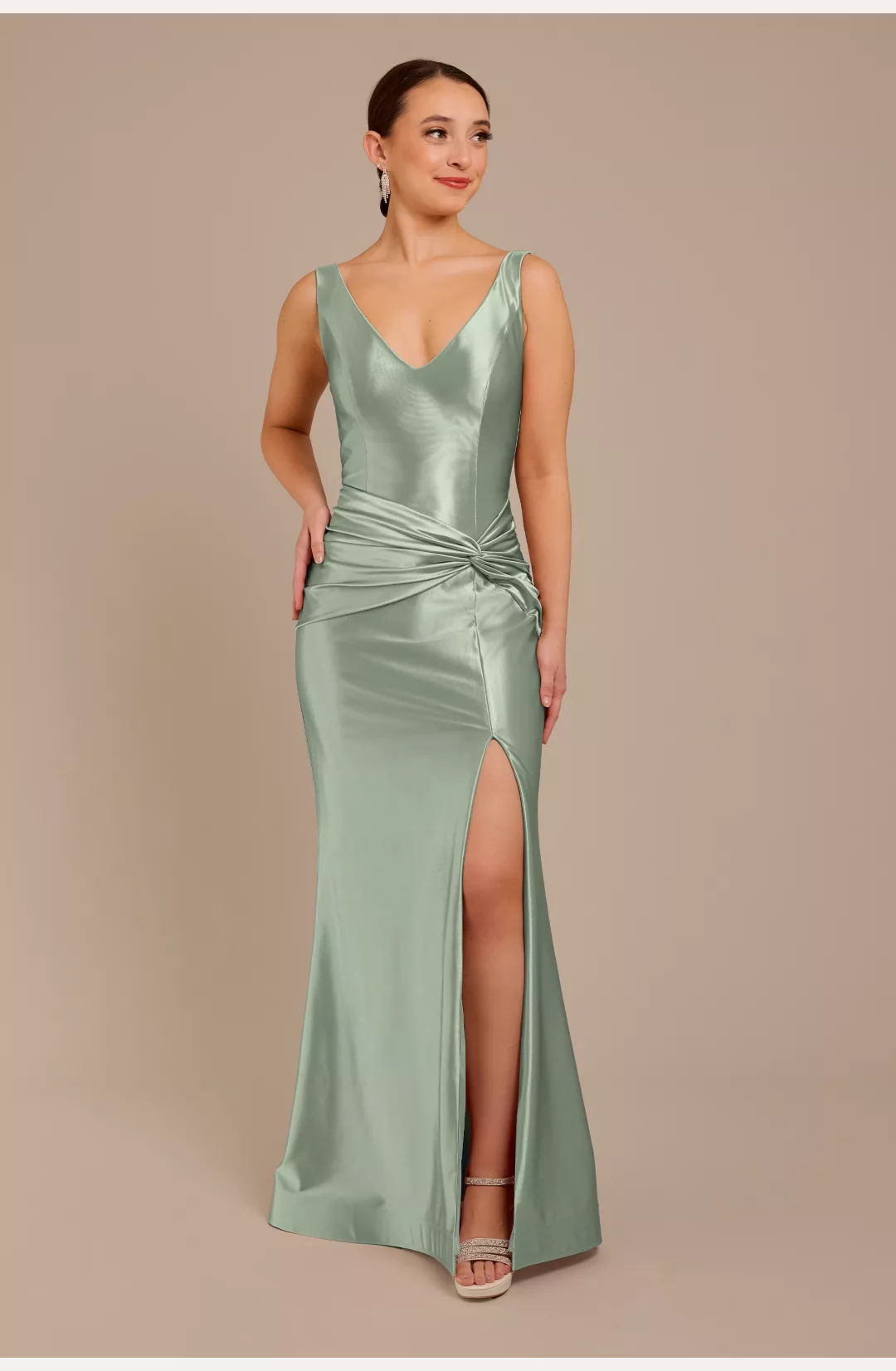 Sculpting Satin Tank Knot Bridesmaid Dress STYLE# GS290172