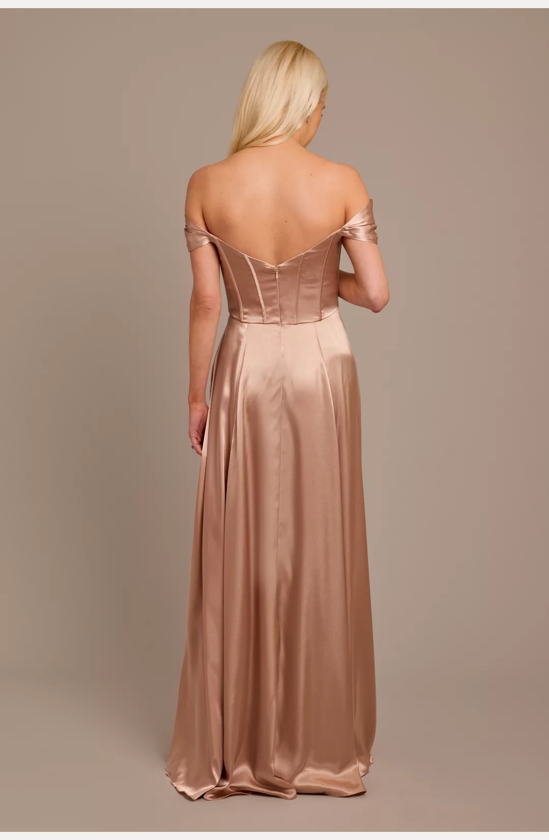 Charmeuse Cowl Off-the-Shoulder Bridesmaid Dress STYLE# GS290173