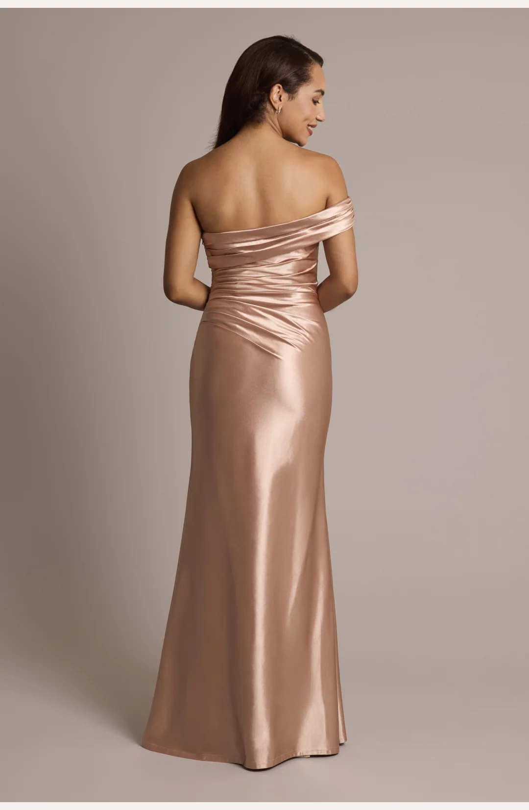 Sculpting Satin Ruched Sheath Dress STYLE# GS290178