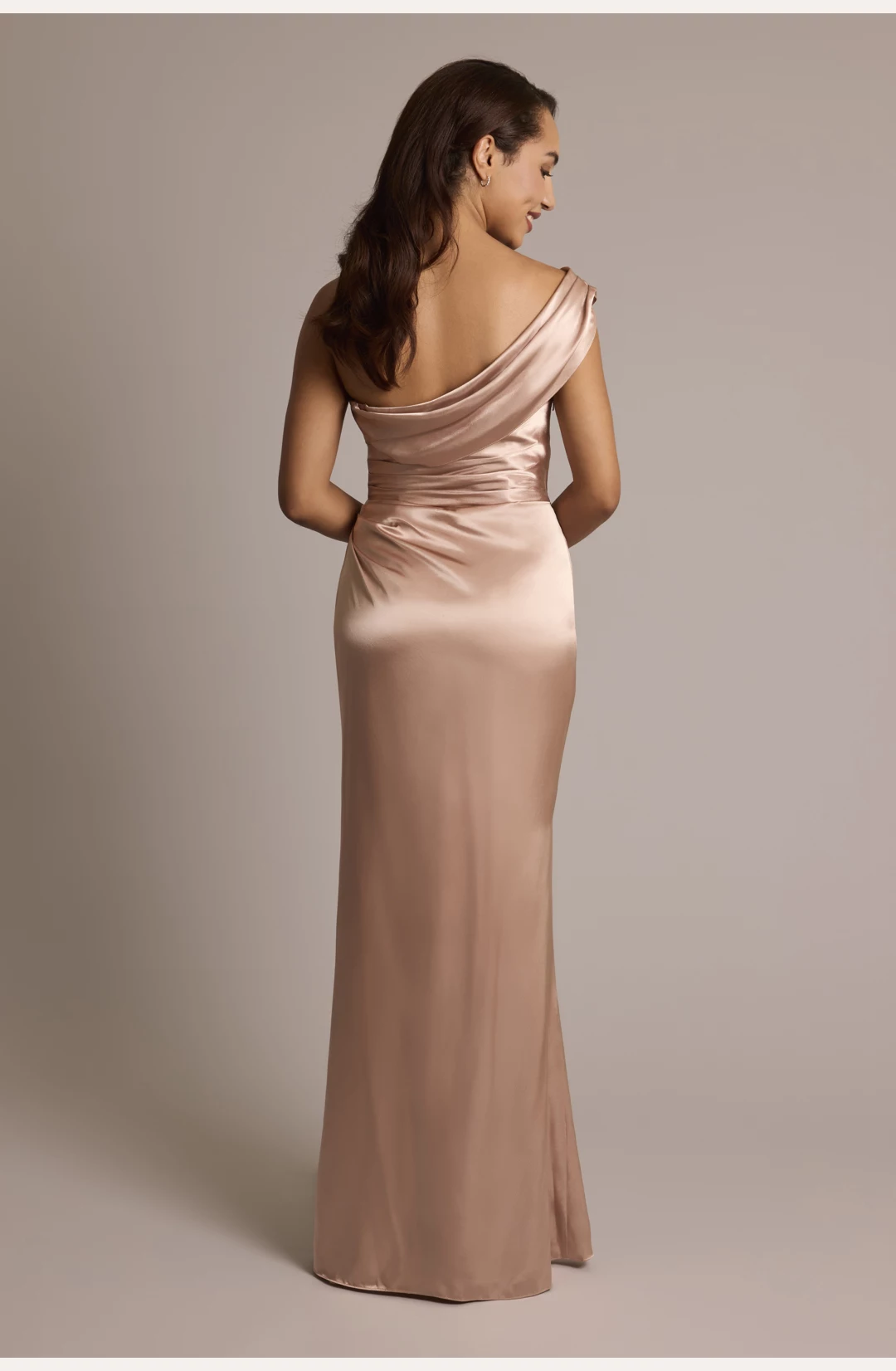 One-Shoulder Charmeuse Sheath Dress STYLE# GS290207