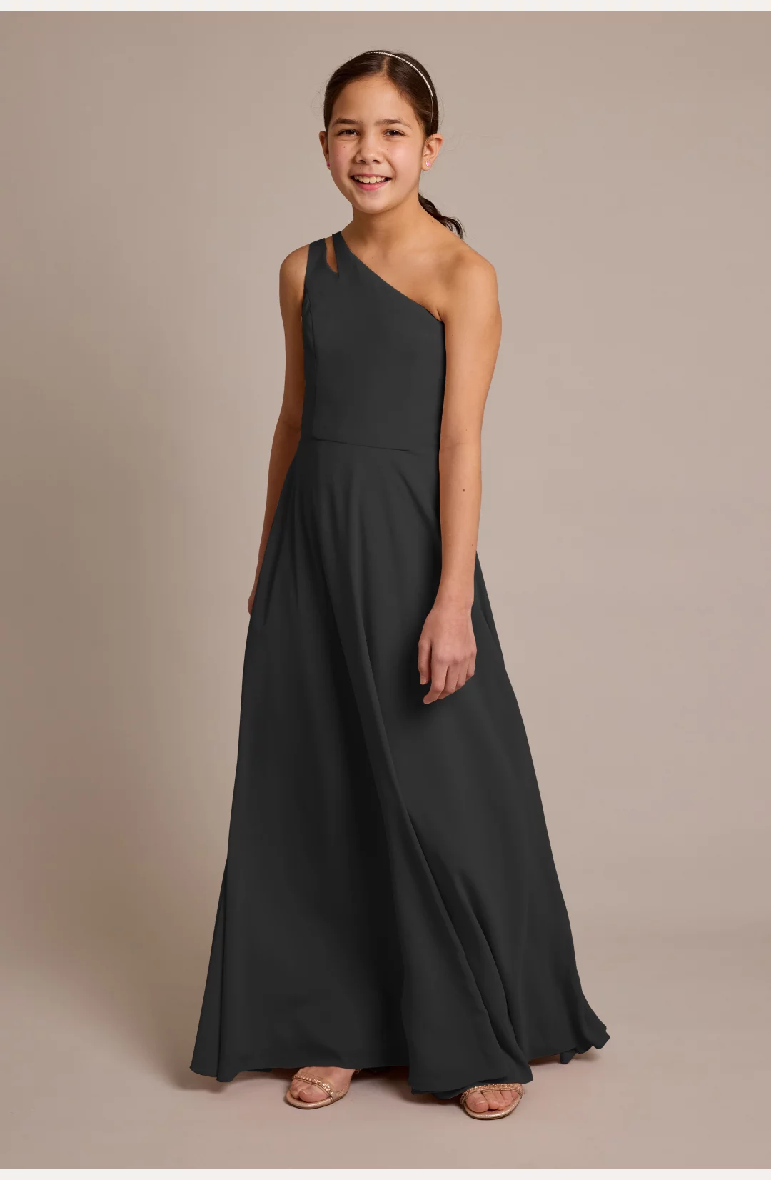 Chiffon One-Shoulder Junior Bridesmaid Dress STYLE# JB9970