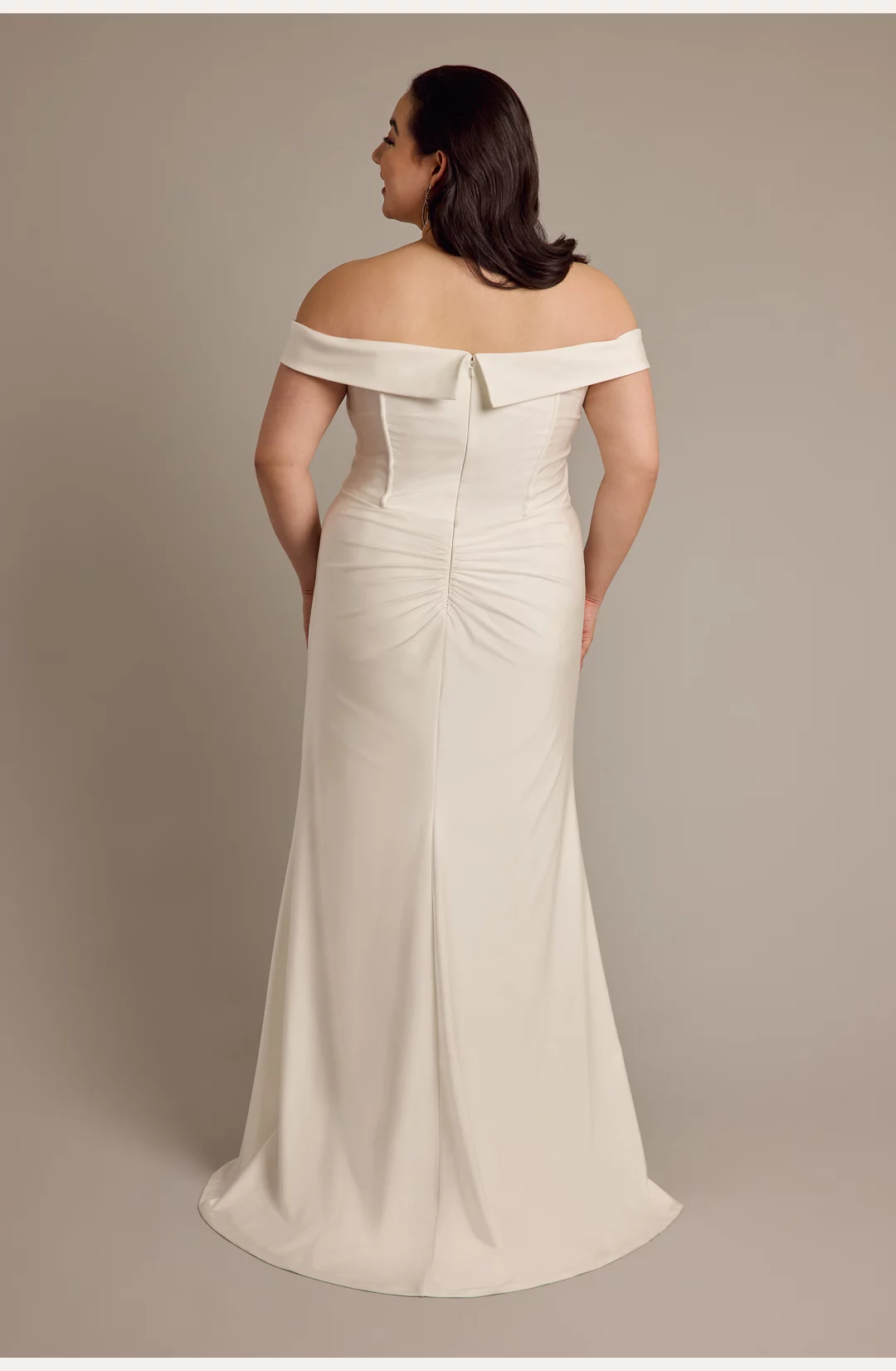 Off-the-Shoulder Satin Sheath Wedding Dress STYLE# SDWG1203