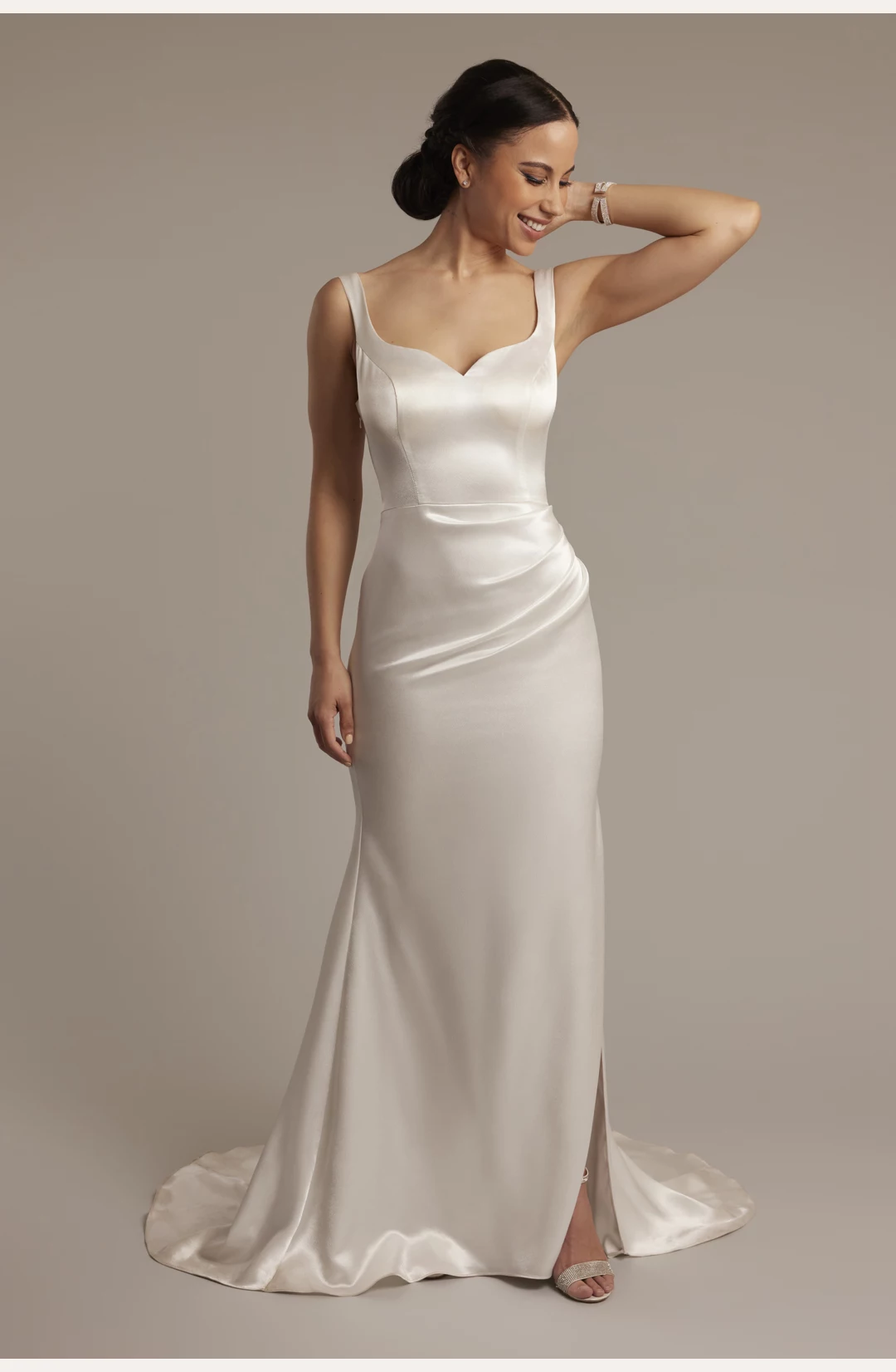 Luxe Charmeuse Tank Wedding Dress with Cowl Back STYLE# SDWG1206