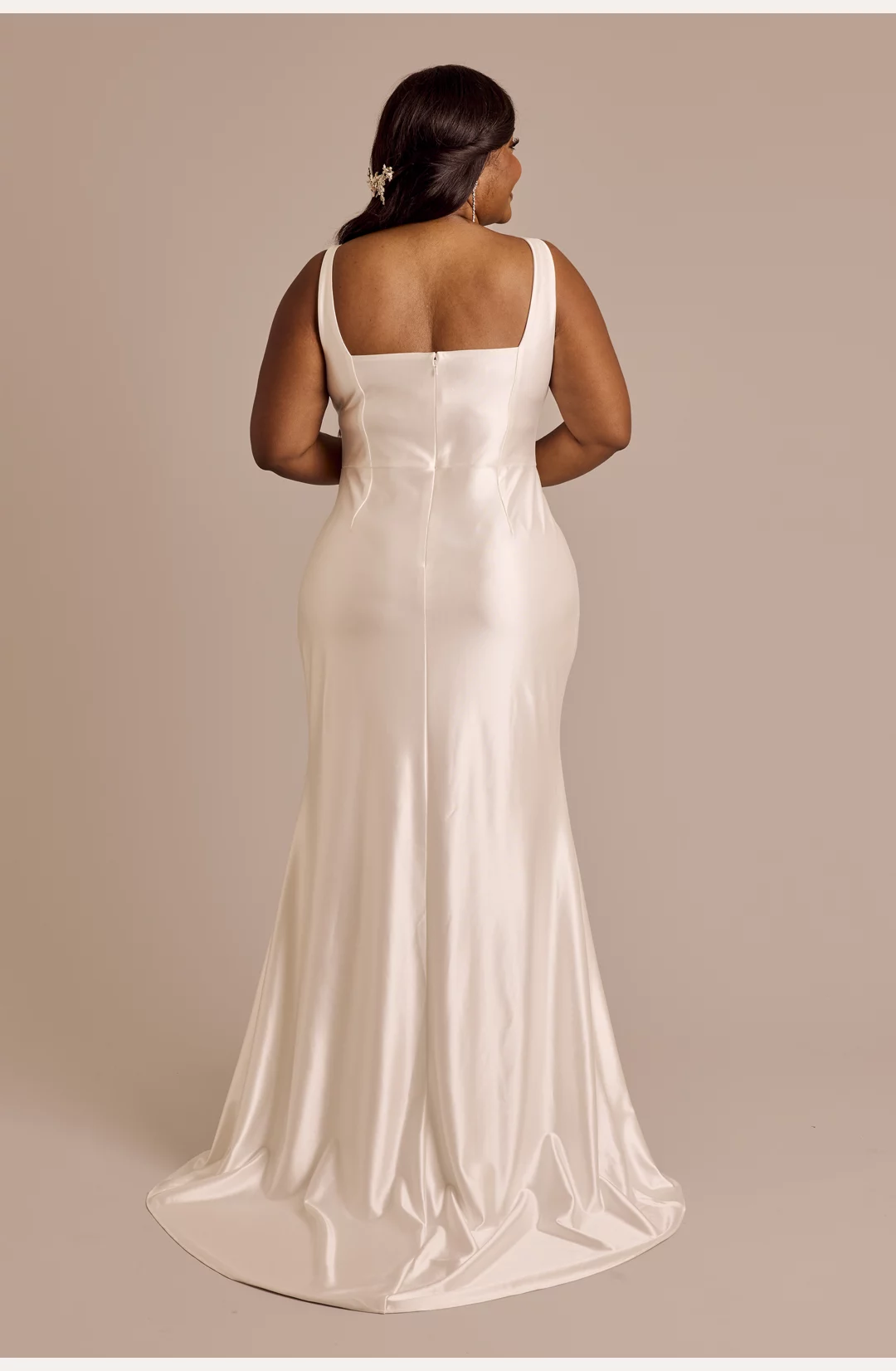 Sculpting Satin Square Neck Tank Wedding Dress STYLE# SDWG1216