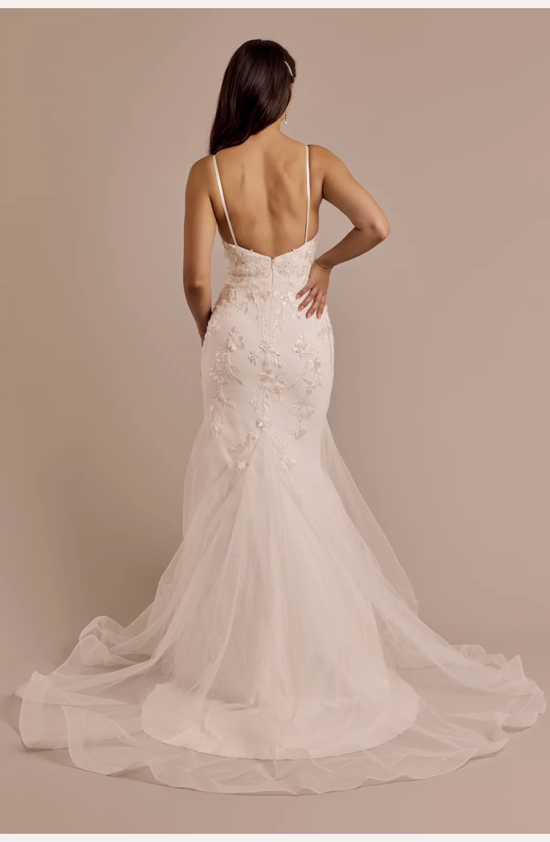 Lace Applique Mermaid Wedding Dress with Godets STYLE# SDWG1225