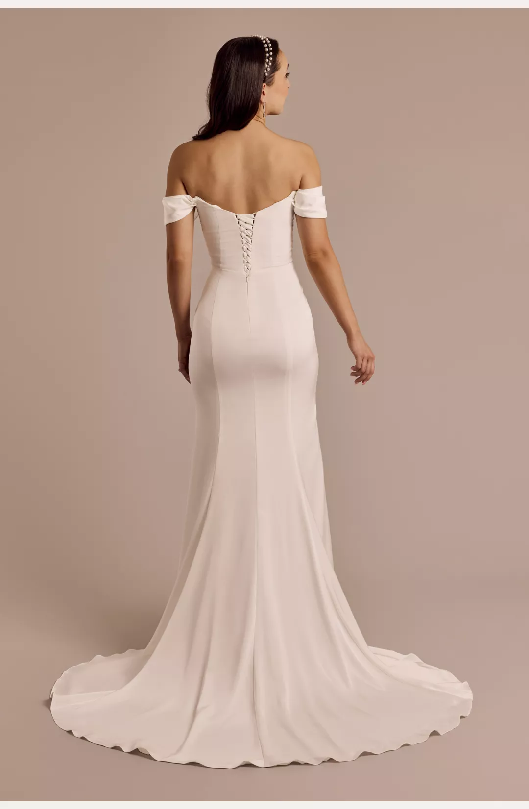 Matte Satin Off-the-Shoulder Mermaid Wedding Dress STYLE# SDWG1229