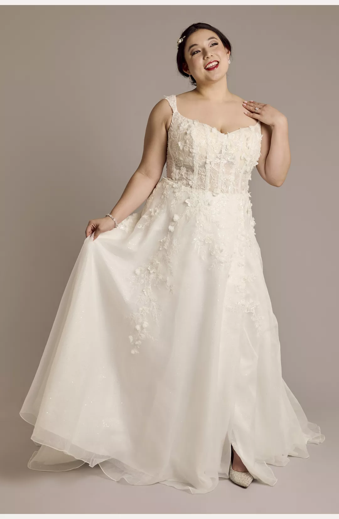 3D Floral Sweetheart Tank A-Line Wedding Dress STYLE# SWG1009