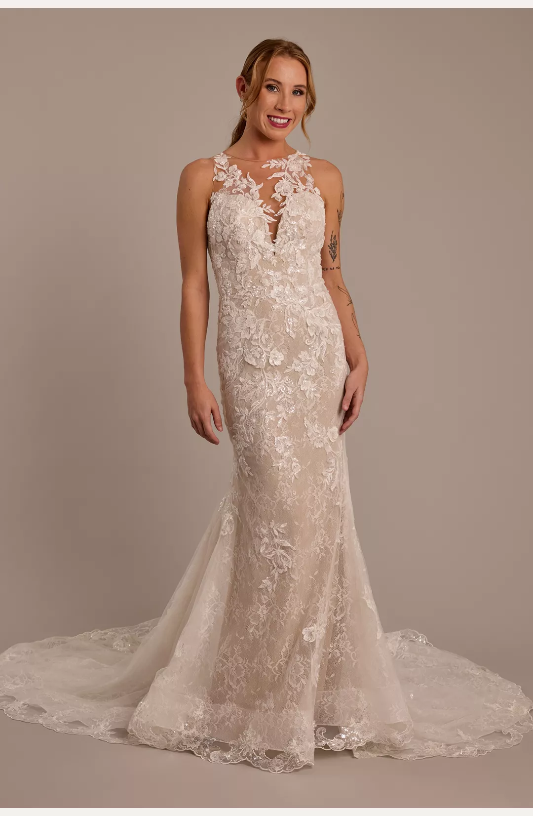 Lace Illusion Tank Mermaid Wedding Dress STYLE# SWG987