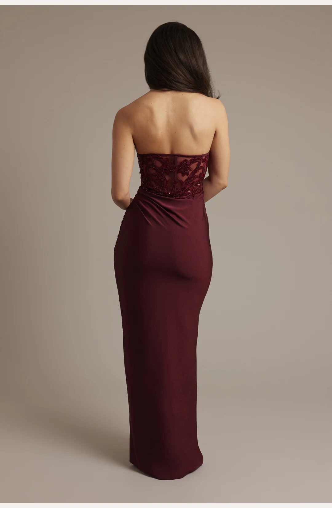 Embellished Power Stretch Strapless Sheath STYLE# WBM3866