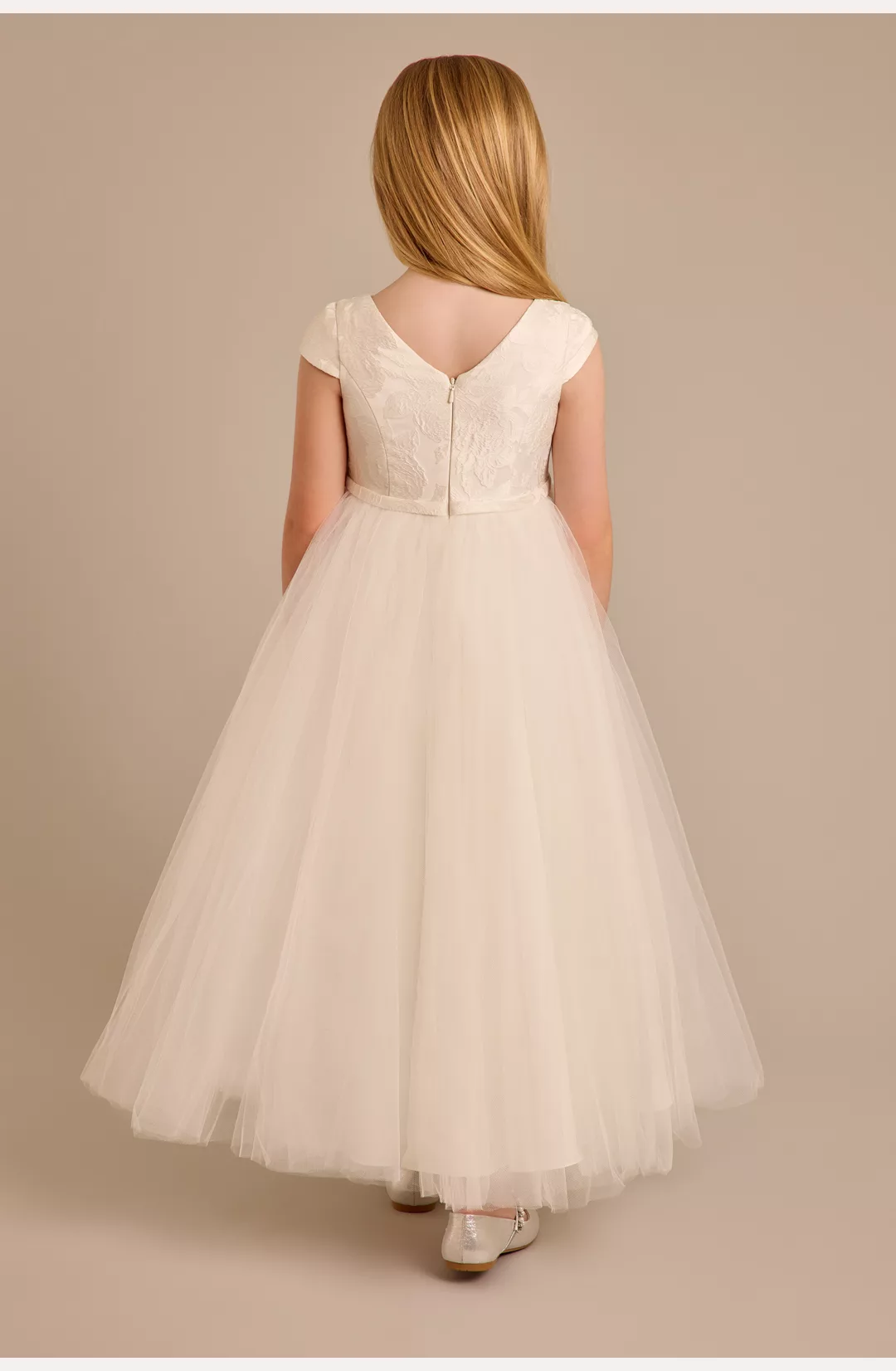 Long Floral Jacquard Flower Girl Dress STYLE# WG1485