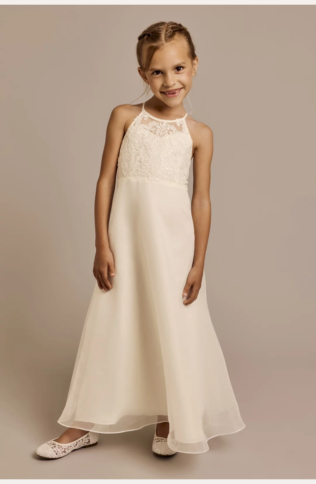 Embellished Halter Neck A-Line Flower Girl Dress STYLE# WG1489