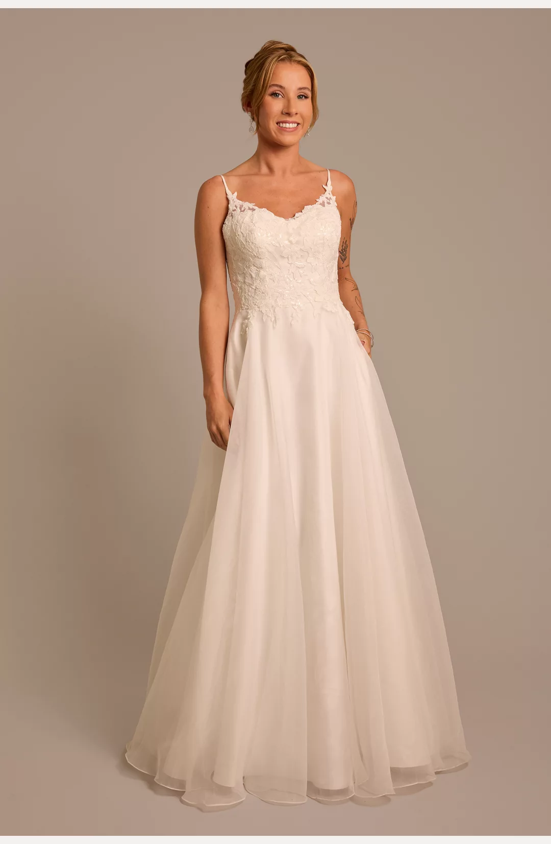 Organza A-Line Wedding Dress with Lace Appliques STYLE# WG4106