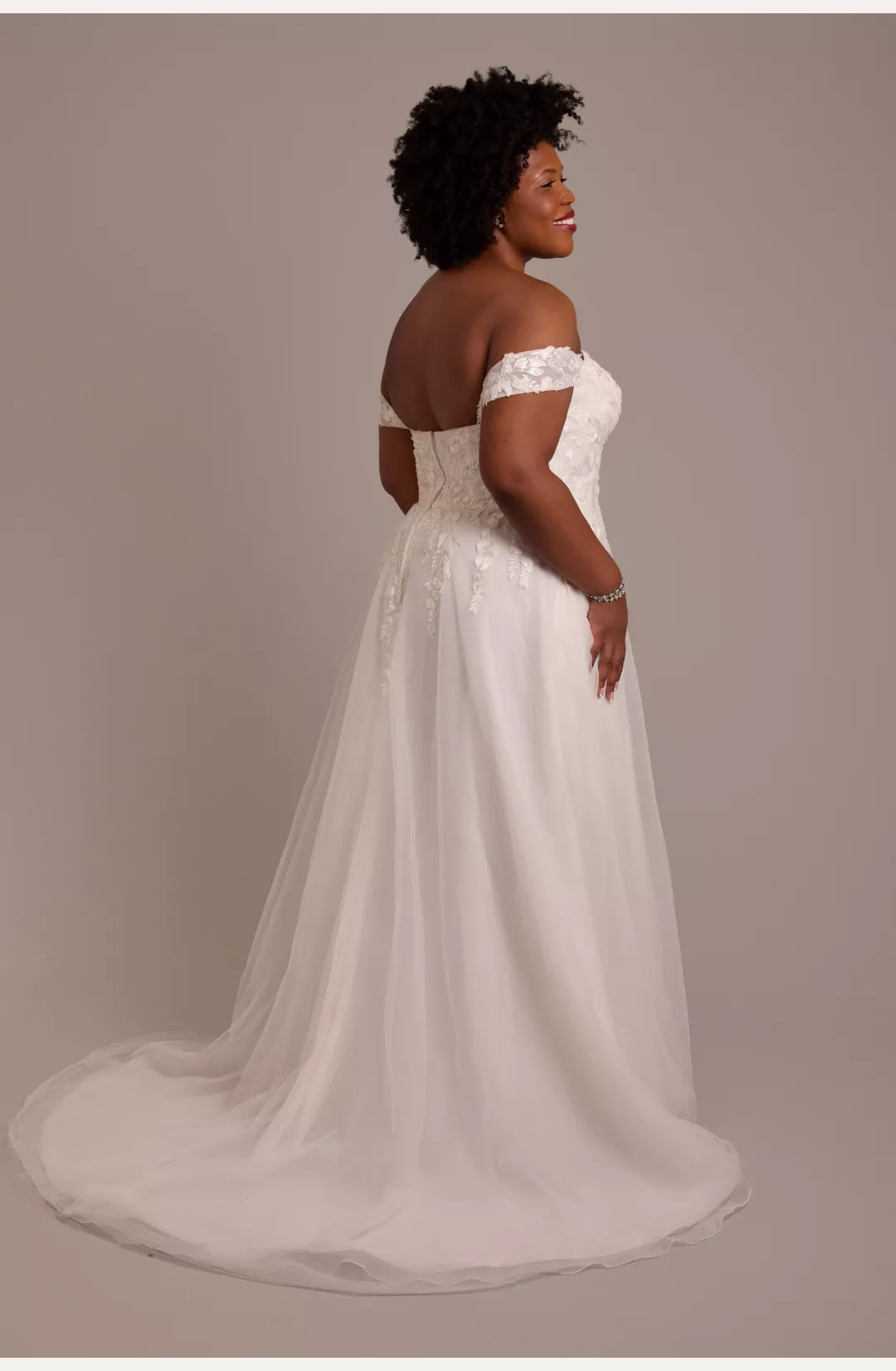 Off-the-Shoulder Appliqued A-Line Wedding Dress STYLE# WG4113