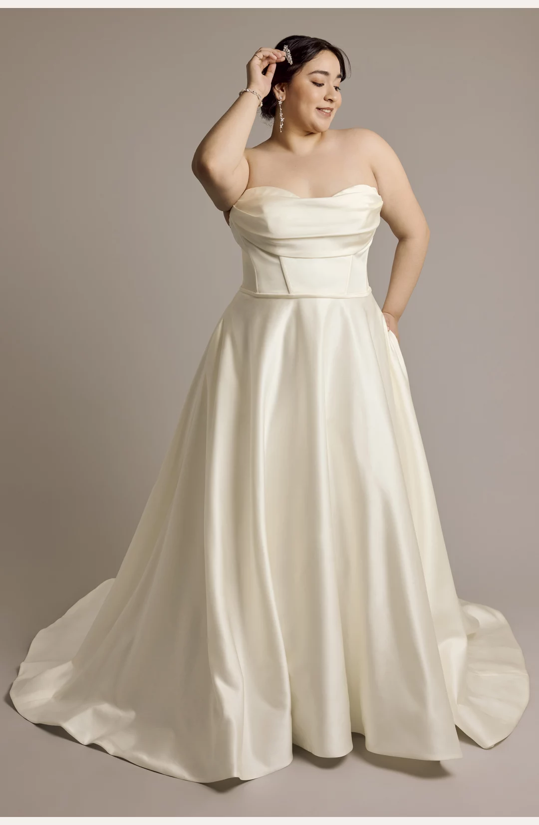 Satin Strapless Ball Gown Wedding Dress STYLE# WG4119