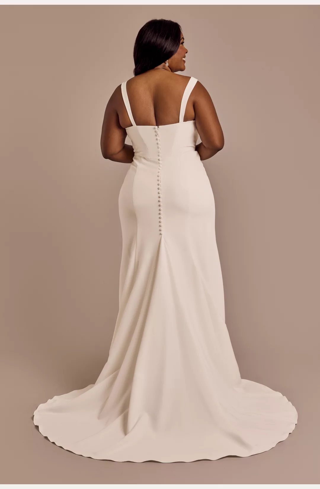 Stretch Crepe Cowl Neck Tank Sheath Wedding Dress STYLE# WG4122