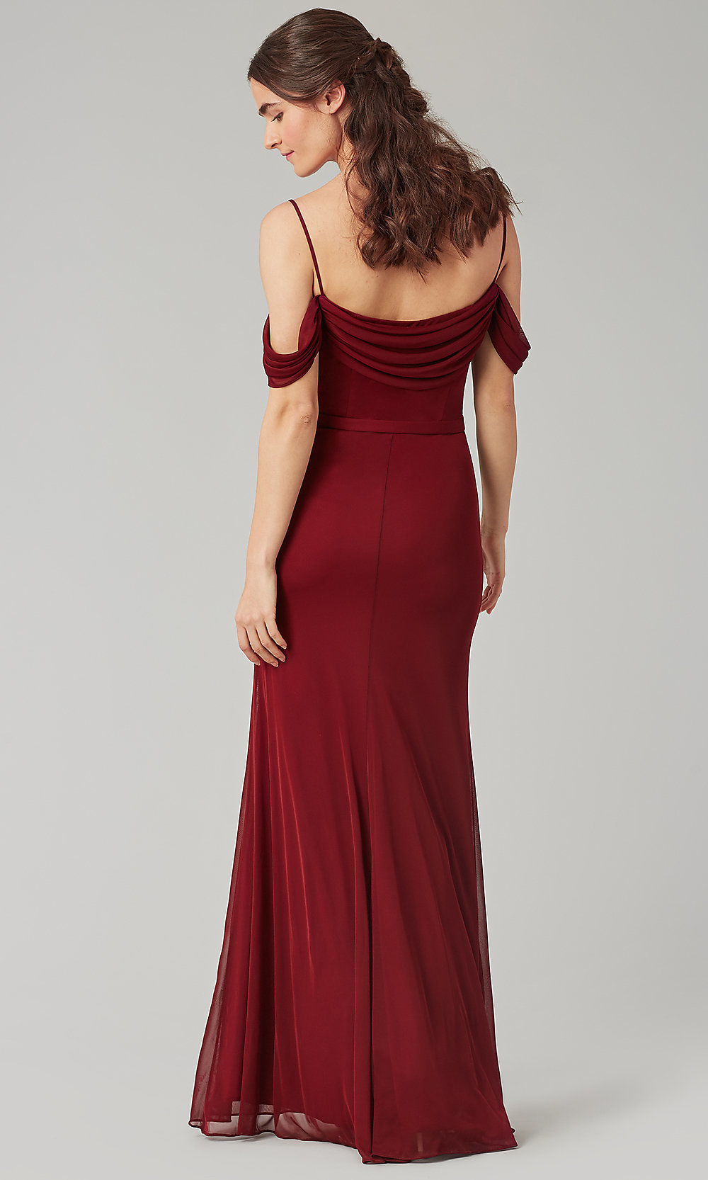 Off-Shoulder Long Chiffon Bridesmaid Dress KL-200156 [KL-200156] - $162 ...